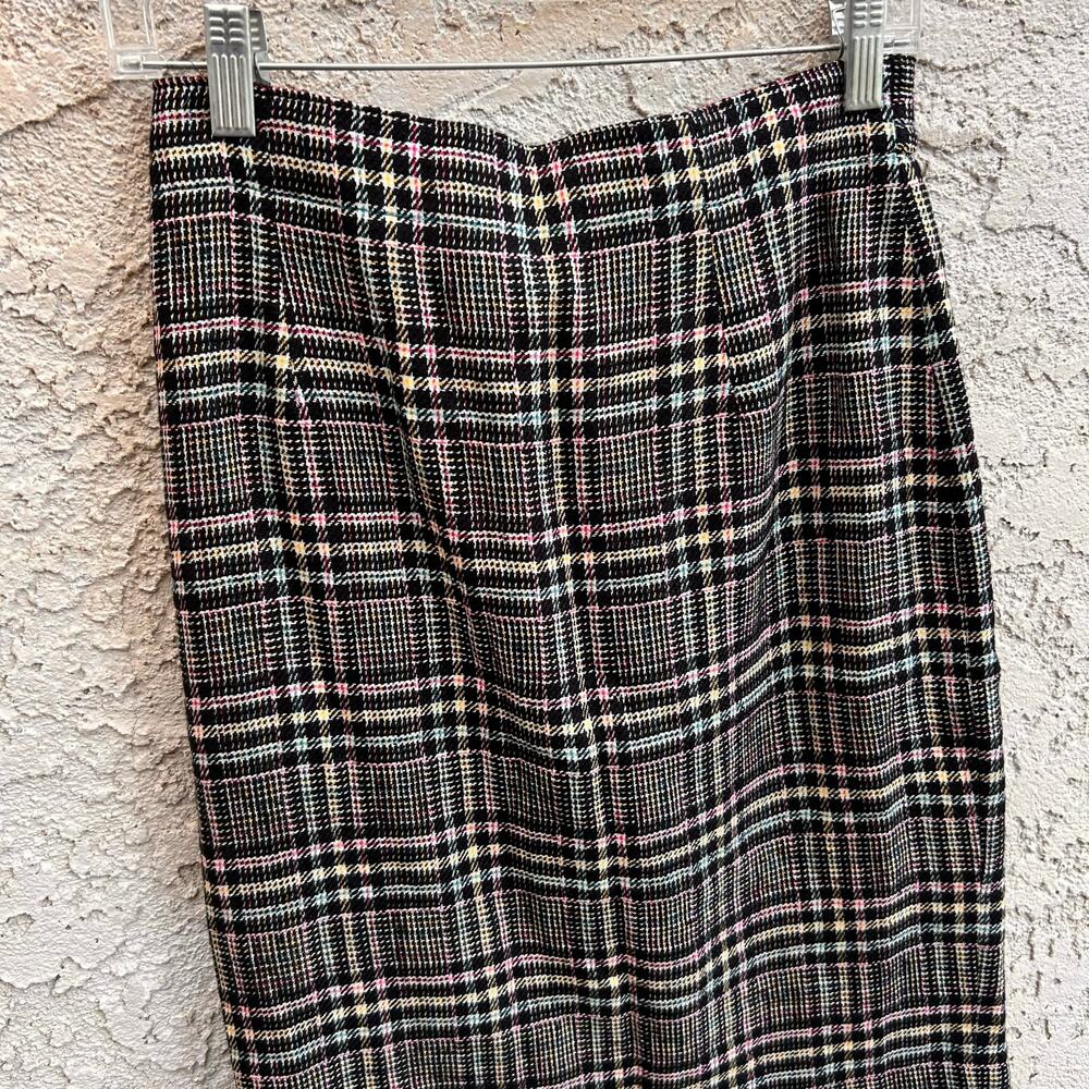 Vintage Talbots Petite Collection Plaid Tartan Black Skirt Size 12 (Small) - Picture 4 of 4